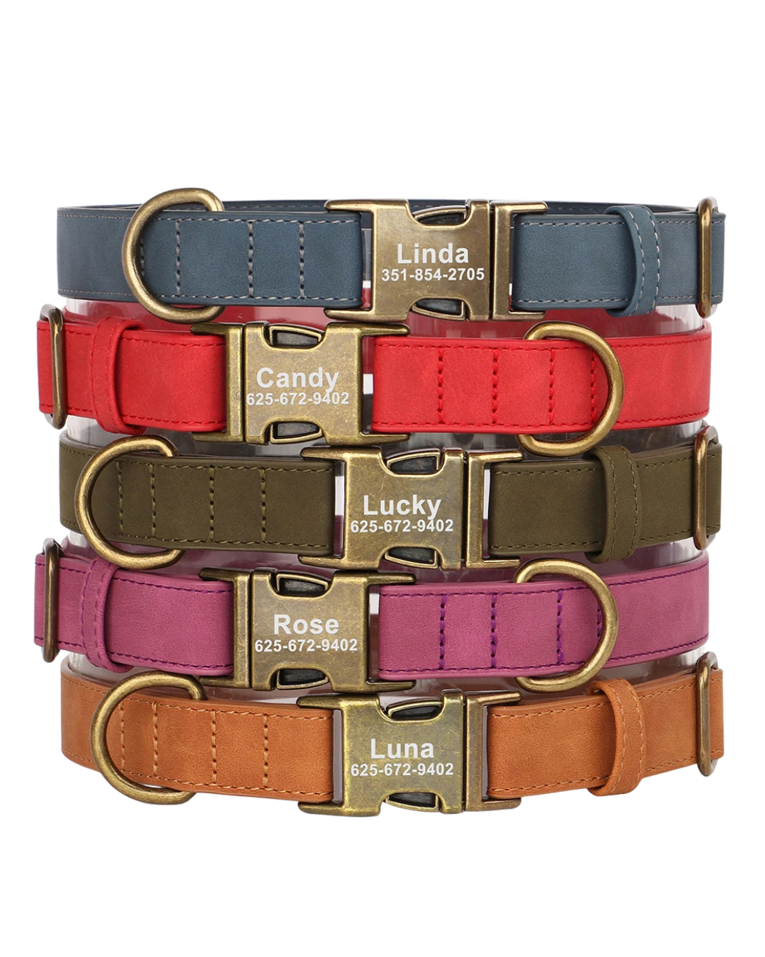 Rocky - Lederoptik-Halsband Personalisiert