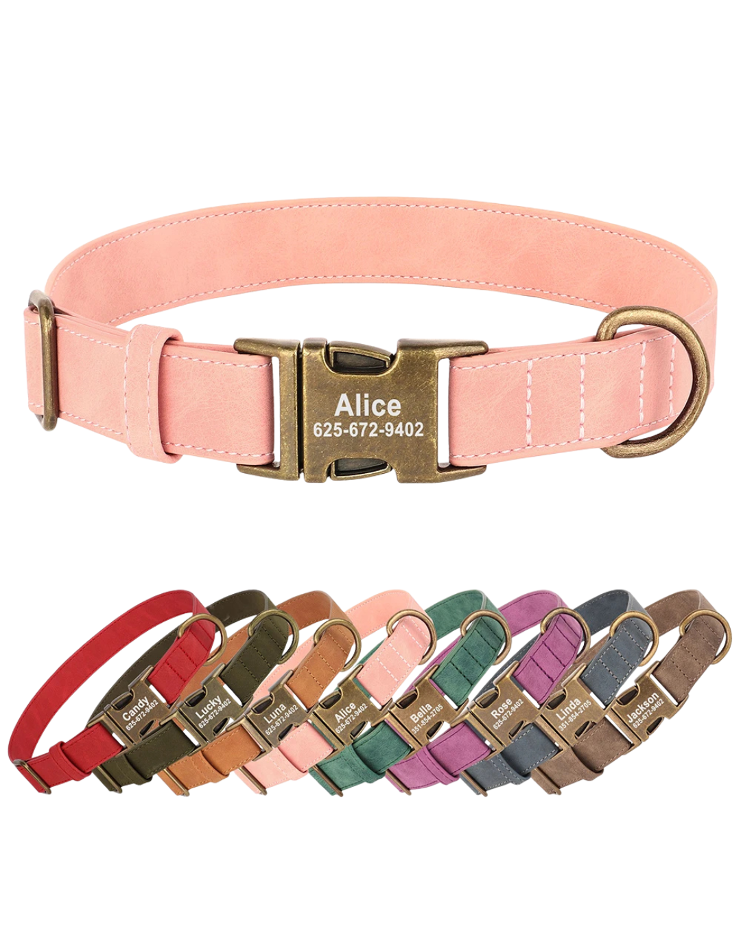 Rocky - Lederoptik-Halsband Personalisiert