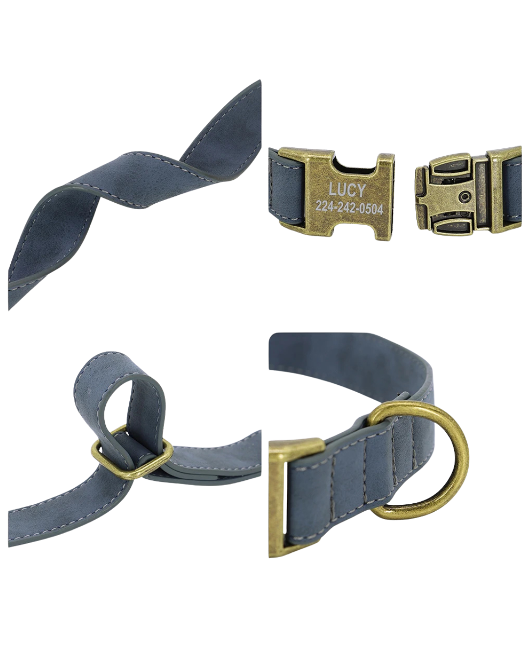 Rocky - Lederoptik-Halsband Personalisiert